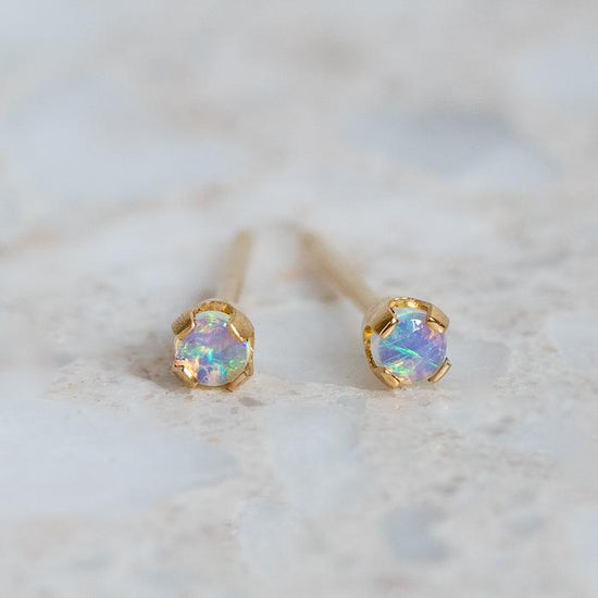 Load image into Gallery viewer, Tiny Opal Single Stud In 14ct Yellow Gold (In Stock)
