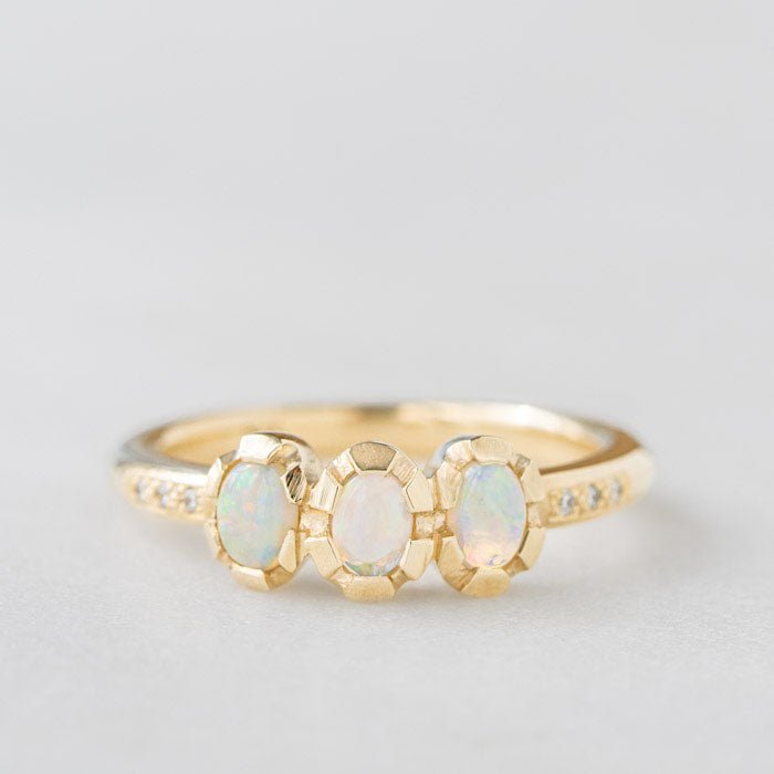 Oval Crystal Opal And Diamond Juliet Ring