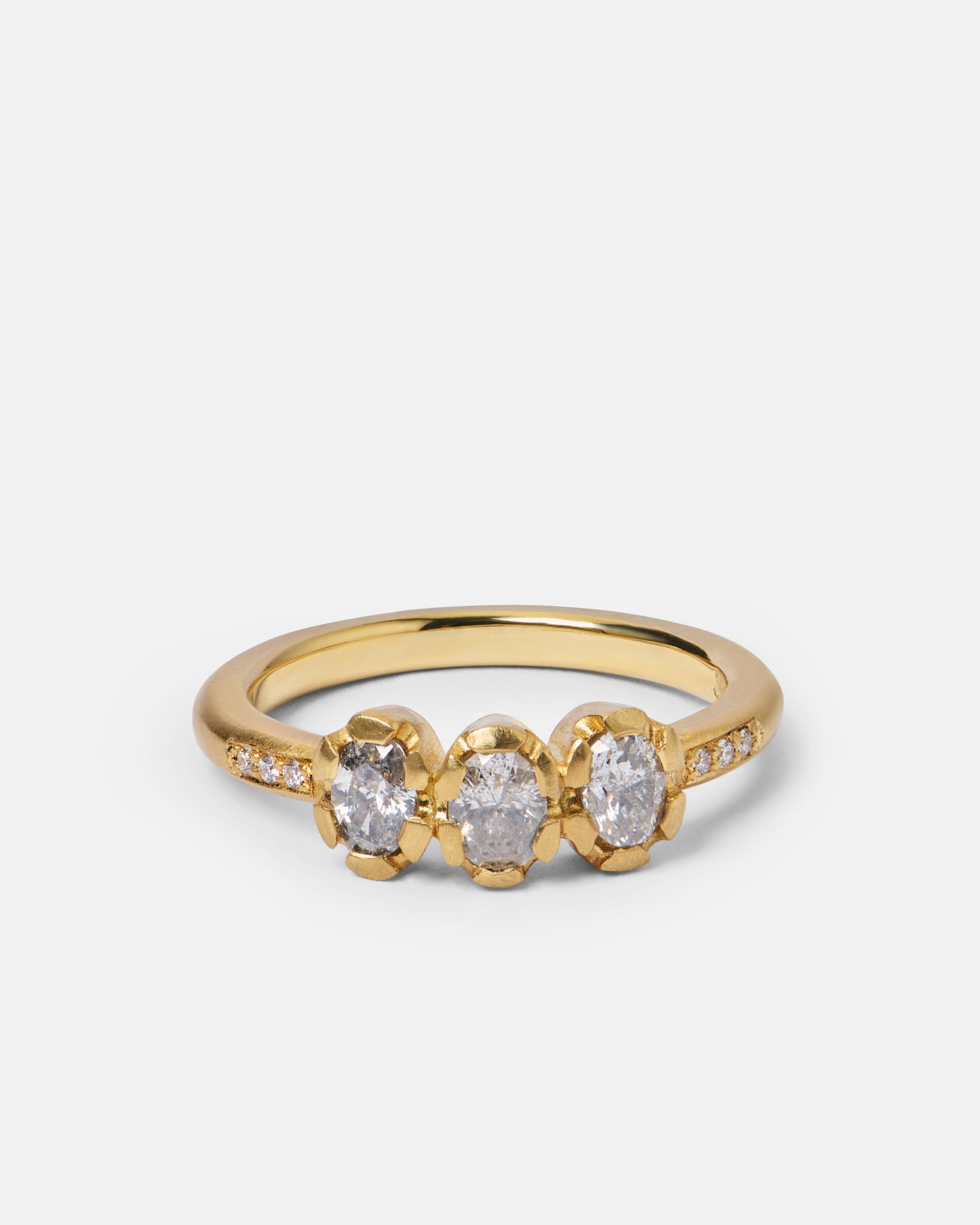 Oval Salt And Pepper Diamond Juliet Ring In 18ct Yellow Gold, Size M (In Stock)
