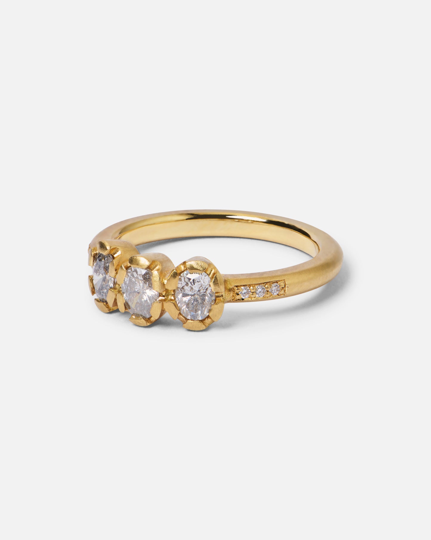 Oval Salt And Pepper Diamond Juliet Ring In 18ct Yellow Gold, Size M (In Stock)