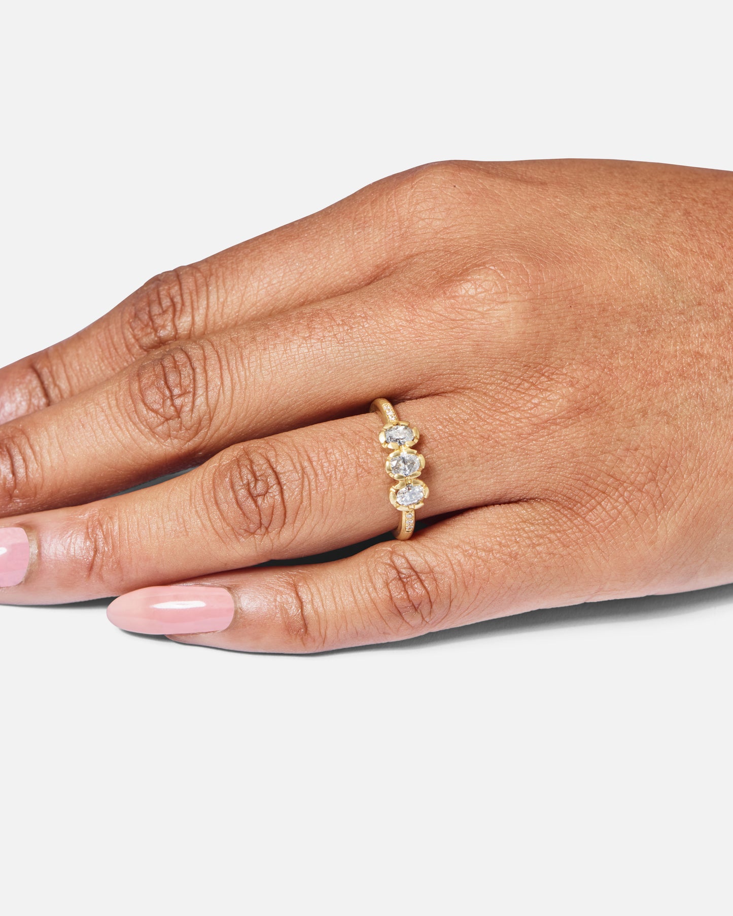 Oval Salt And Pepper Diamond Juliet Ring In 18ct Yellow Gold, Size M (In Stock)