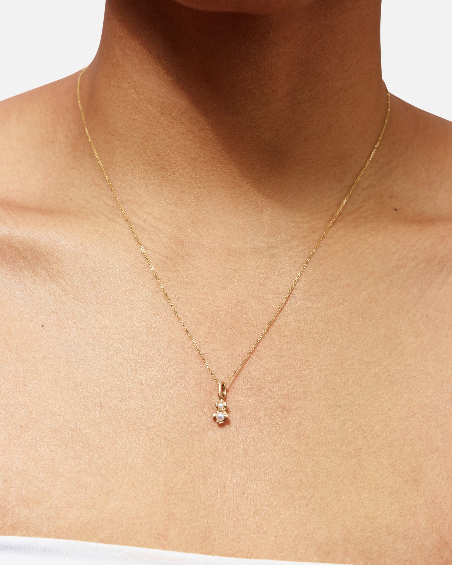 Pearl Bud Necklace In 9ct Yellow Gold (In Stock)