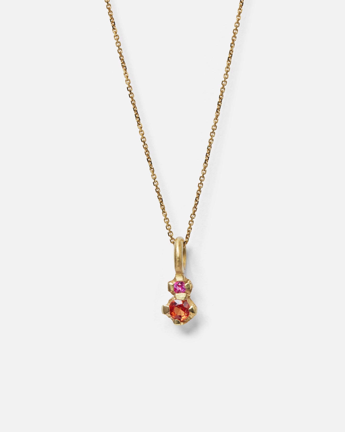 Pink And Organge Sapphire Bud Necklace In 18ct Yellow Gold (In Stock)