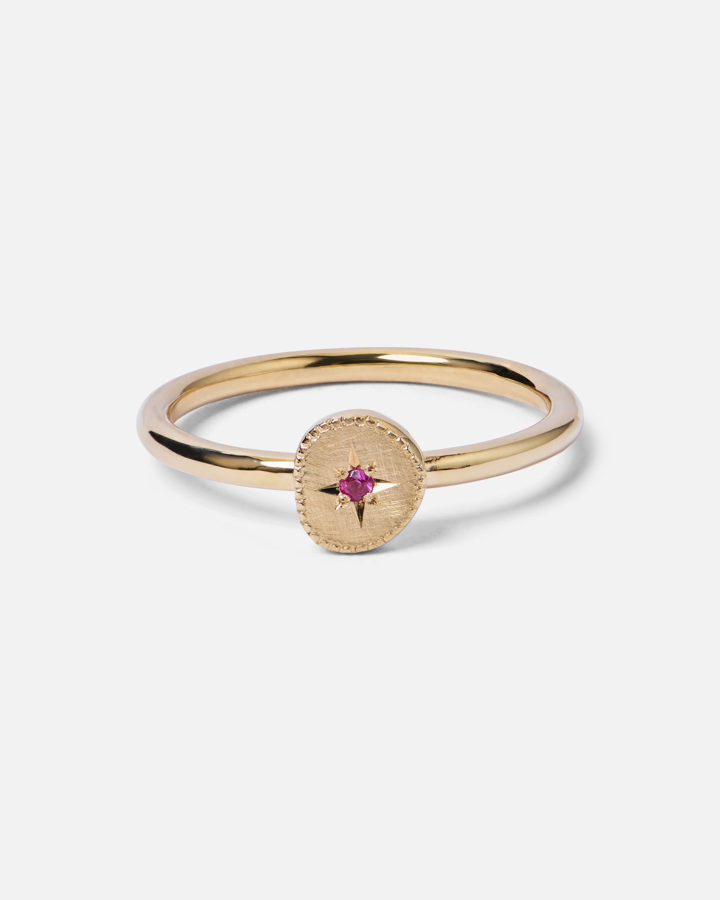 Pink Sapphire Rubble Stacking Ring in 9ct Yellow Gold, Size Q and a half (In Stock)