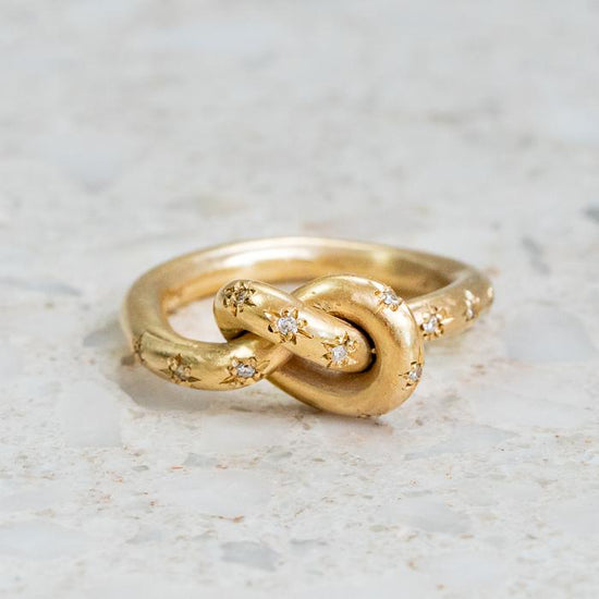 Load image into Gallery viewer, Diamond Pretzel Ring In 18ct Yellow Gold, Size Q (In Stock)

