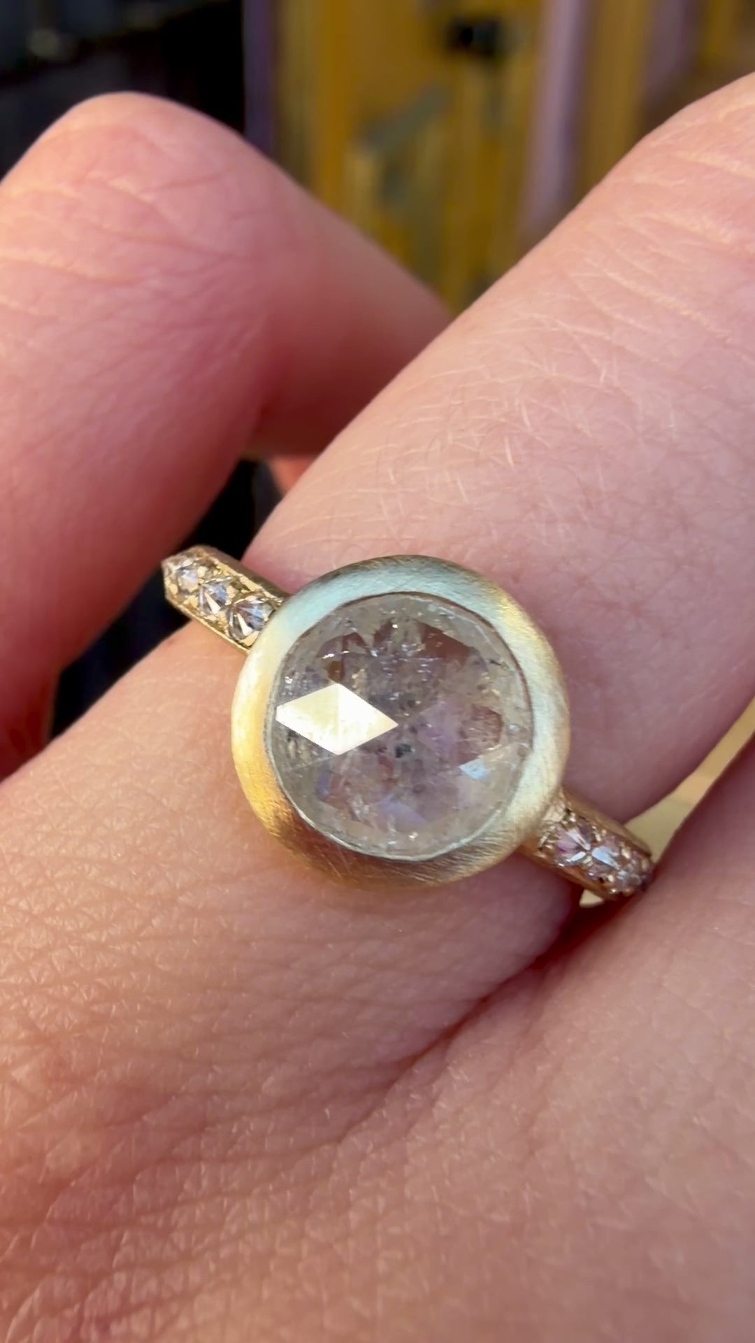 Load and play video in Gallery viewer, One-off Rose Cut Icy Diamond Ring in 18ct Yellow Gold, Size J (In Stock)
