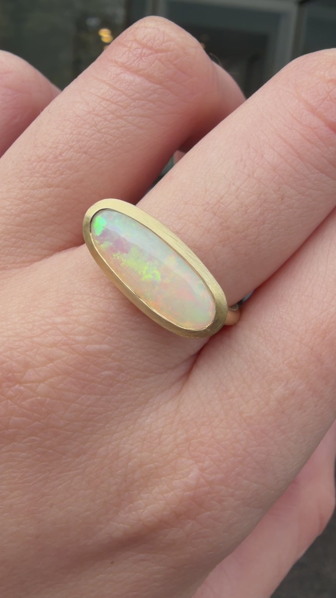 Load and play video in Gallery viewer, One-off Crystal Opal Forest Ring In 18ct Yellow Gold, Size N (In Stock)
