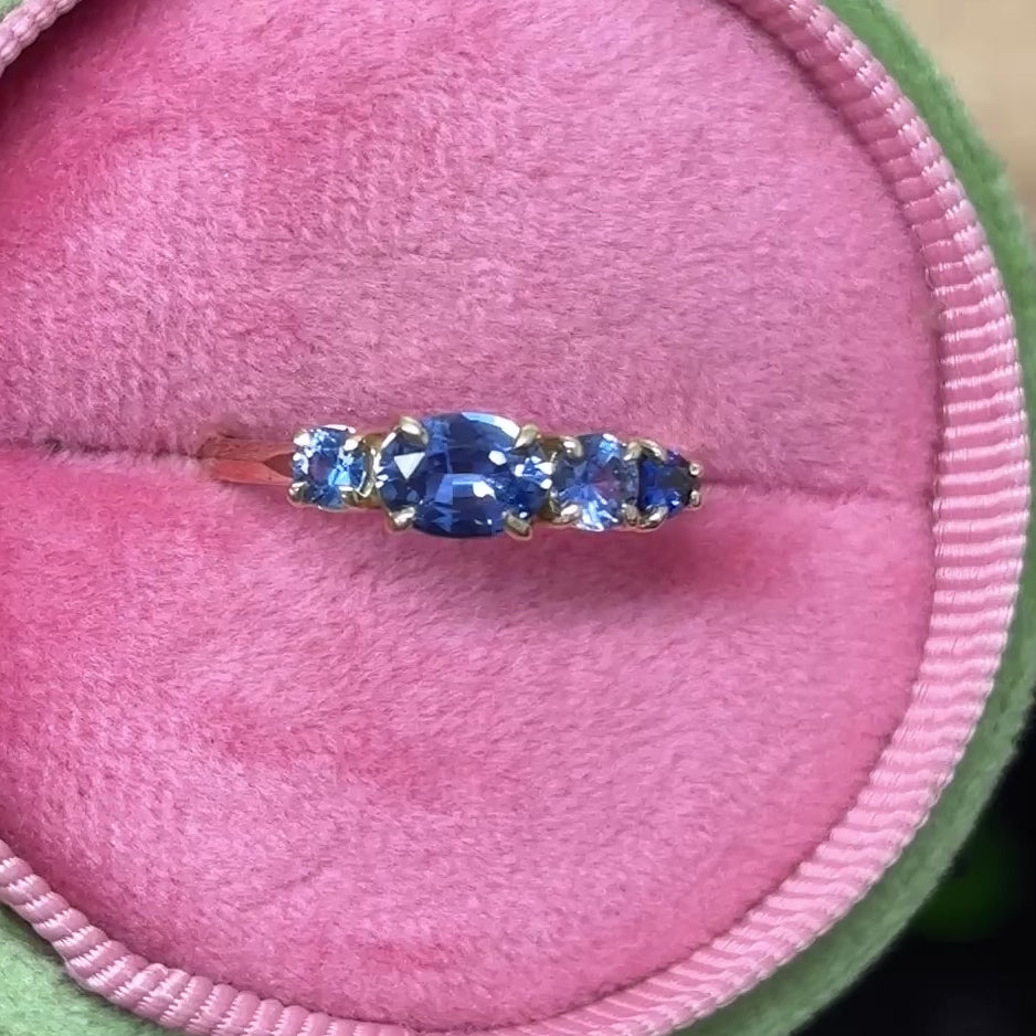 Load and play video in Gallery viewer, All Blues Sapphire Splice Ring in 18ct Yellow Gold, Size O (In Stock)
