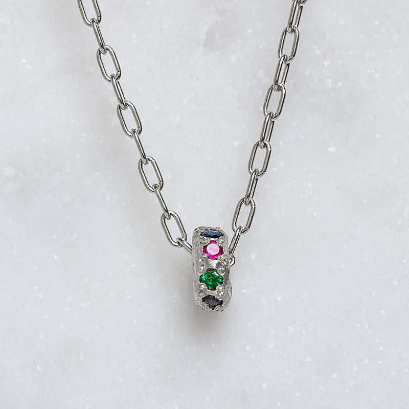 Rainbow Studded Bead In Silver (In Stock)