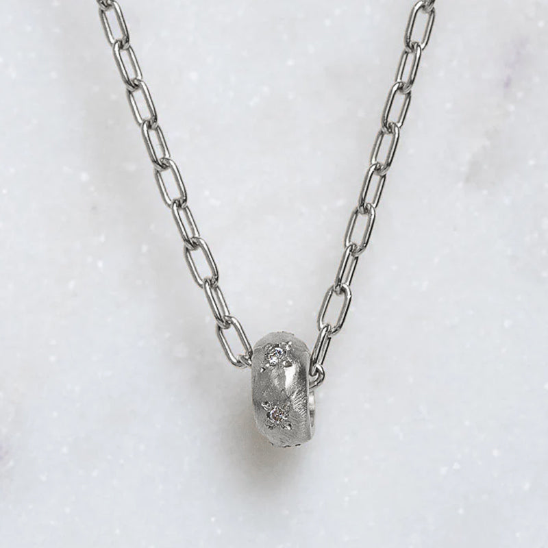 Salt and Pepper Diamond Studded Bead In Silver (In Stock)