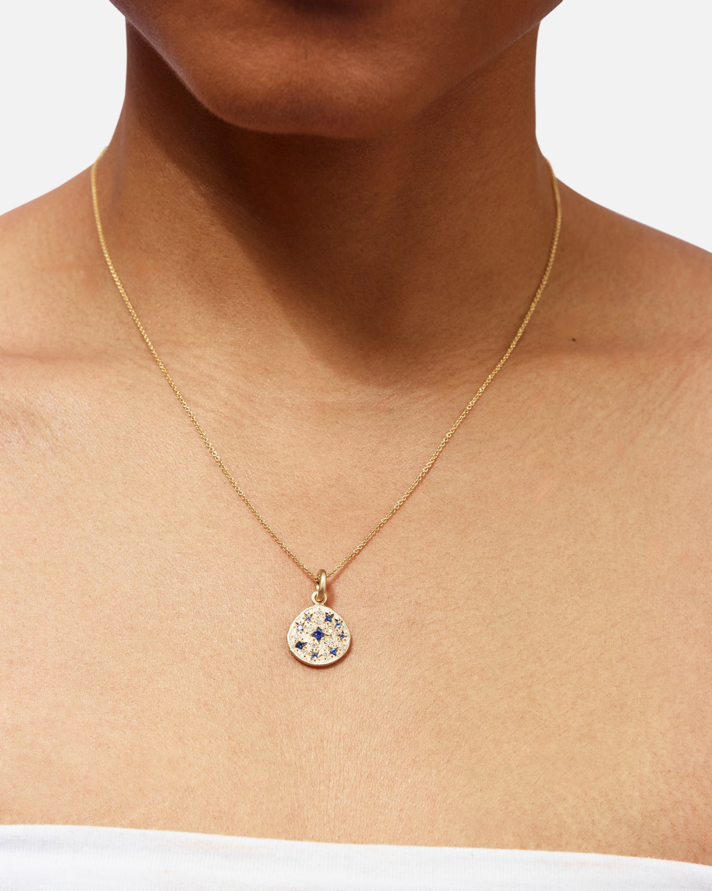 Shades of Blue Constellation Disc Necklace