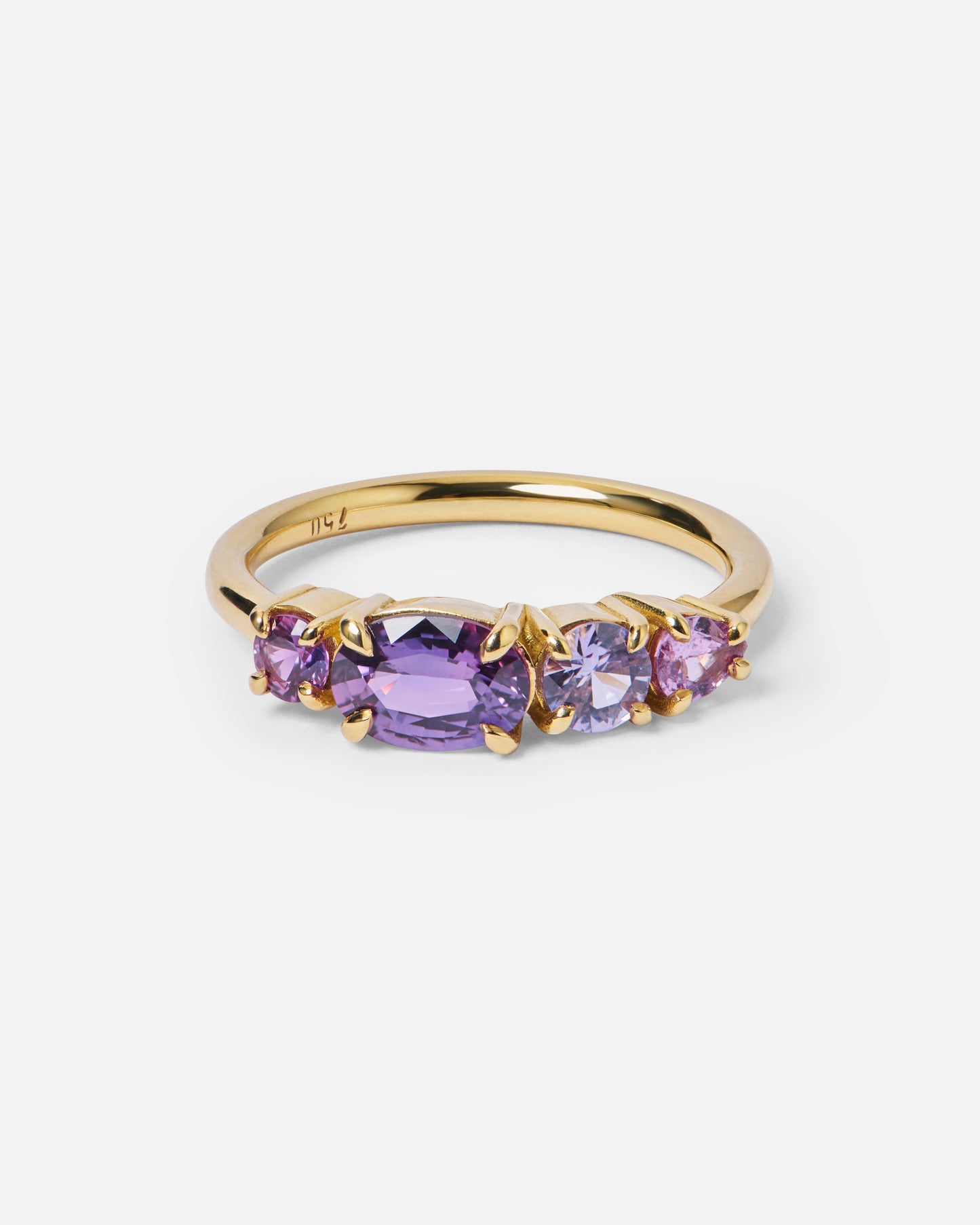 One-Off Shades of Purple Splice Ring 18ct Yellow Gold, Size M (In Stock)