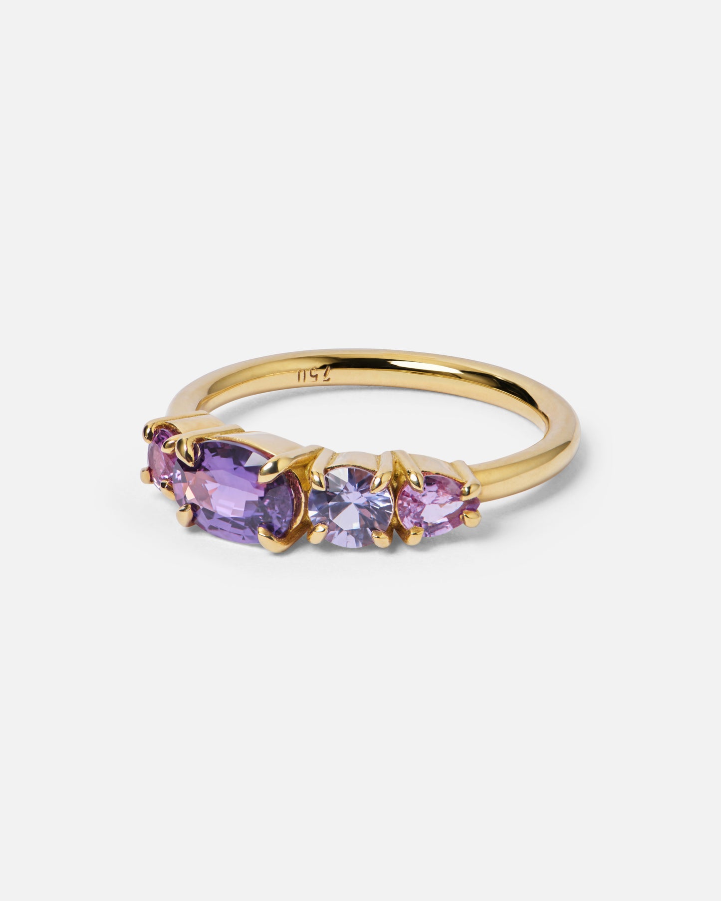 One-Off Shades of Purple Splice Ring 18ct Yellow Gold, Size M (In Stock)