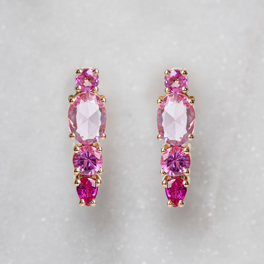 Shades Of Pink Sapphire Splice Earrings