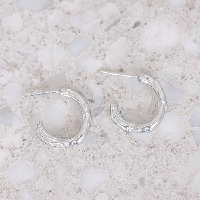 Load image into Gallery viewer, Mini rubble hoops in Silver (In Stock)
