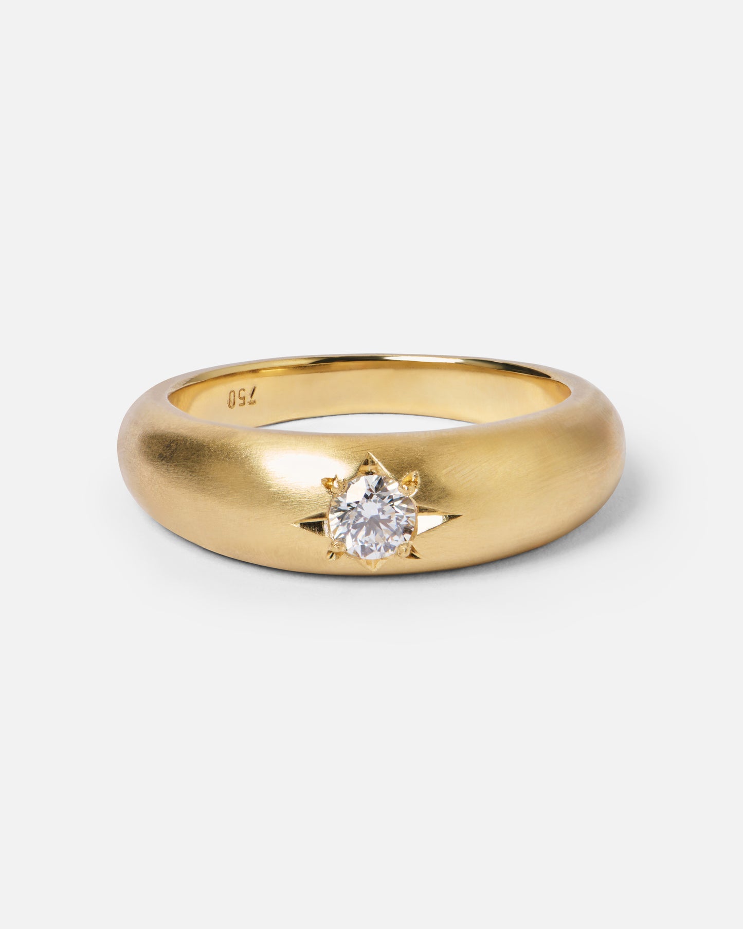 Star Set Diamond Dome Ring In 18ct Yellow Gold, Size R (In Stock)