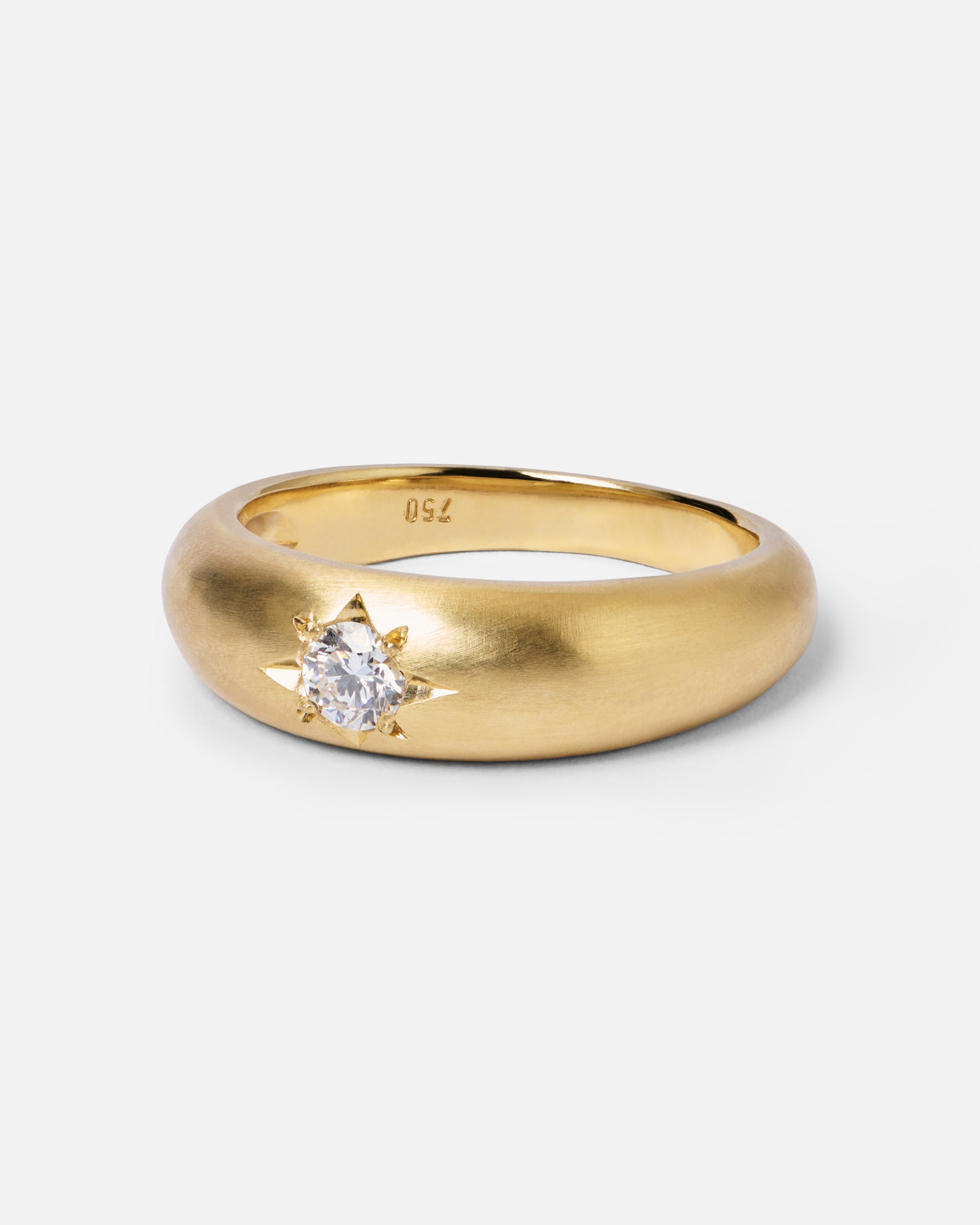 Star Set Diamond Dome Ring In 18ct Yellow Gold, Size R (In Stock)