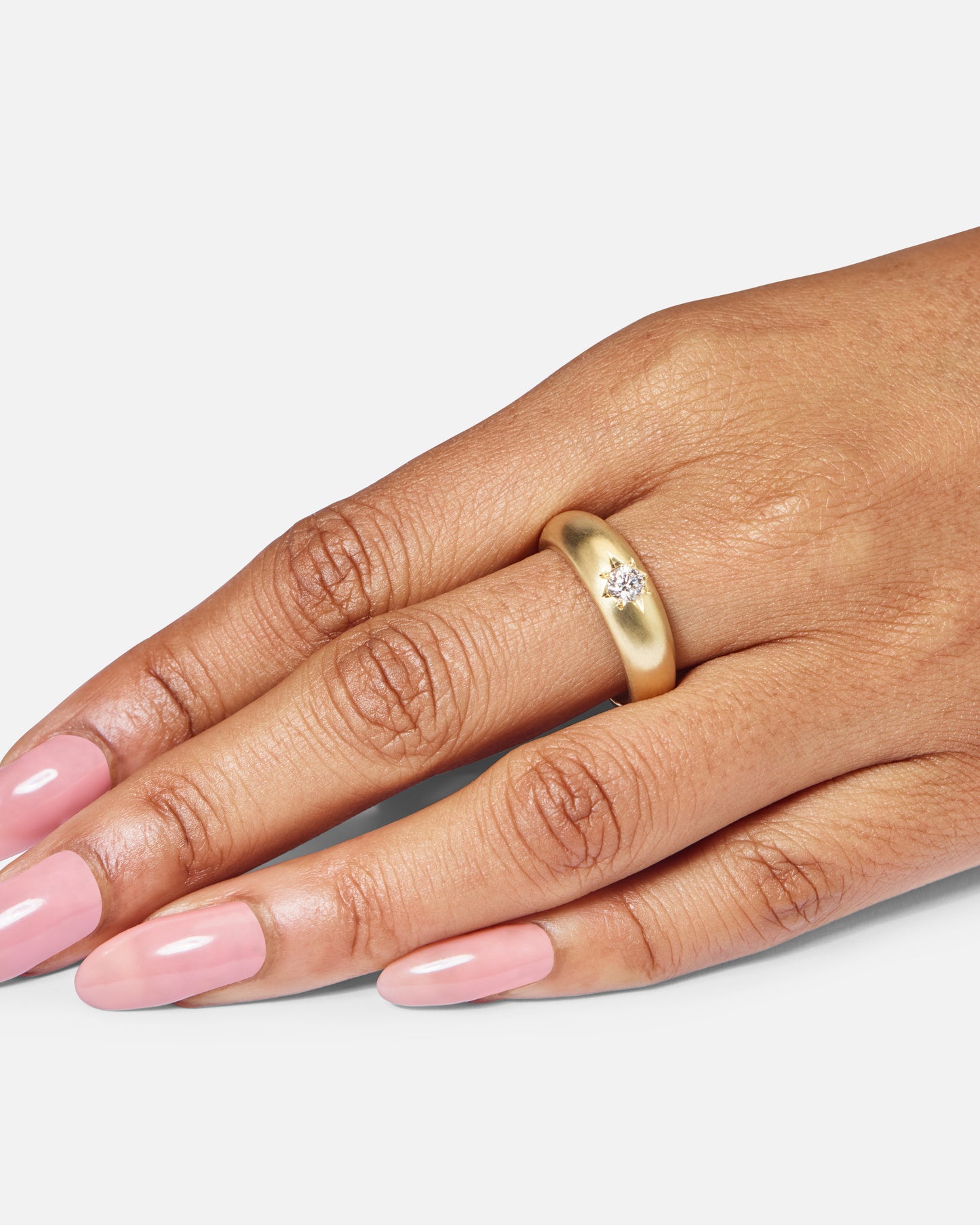 Star Set Diamond Dome Ring In 18ct Yellow Gold, Size R (In Stock)