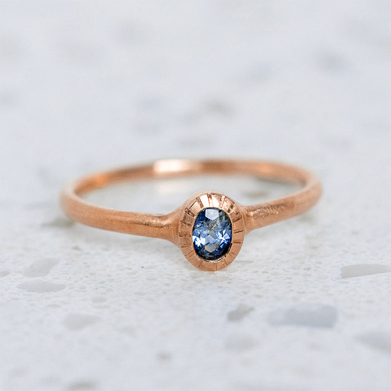 Tanzanite Forest Stacking Ring in 9ct Rose Gold, Size V (In Stock)