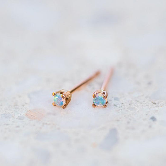 Load image into Gallery viewer, Tiny Opal Single Stud In 14ct Yellow Gold (In Stock)
