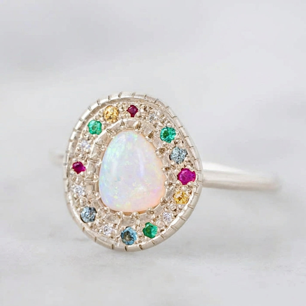 Watermelon Opal Pebble Ring