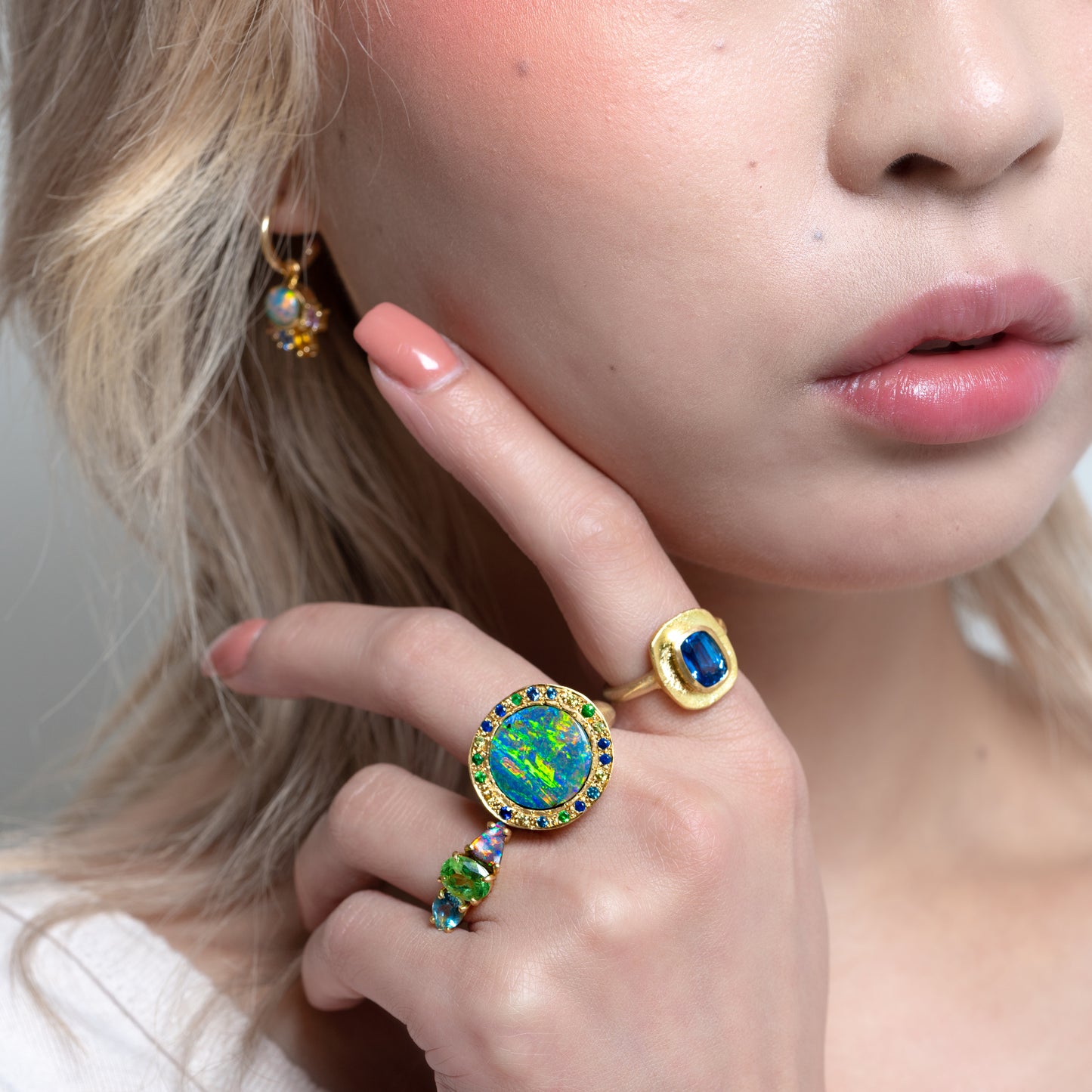 Boulder Opal Eclipse Ring In 18ct Yellow Gold, Size N and a half (In Stock)