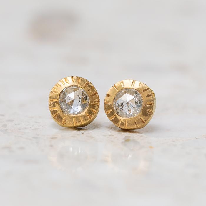 Load image into Gallery viewer, Salt &amp;amp; Pepper Diamond Forest Studs
