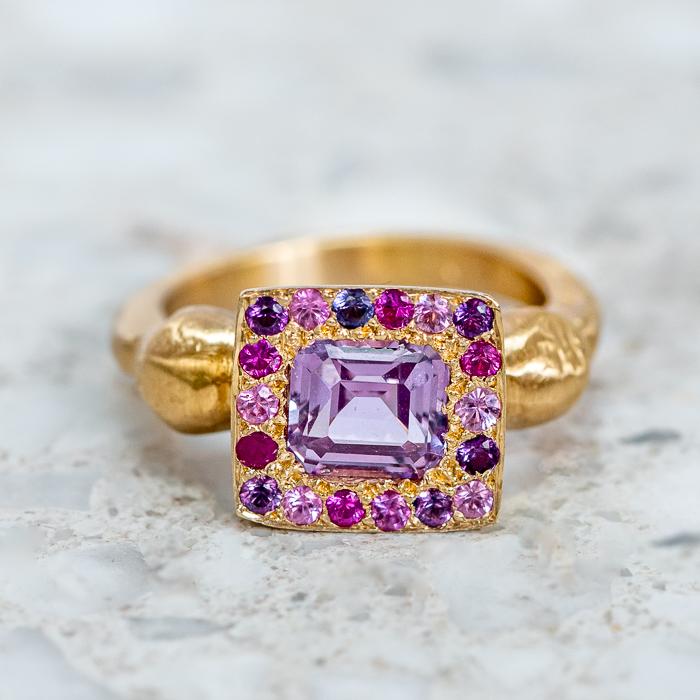 Steel Pink Sapphire Talisman Ring