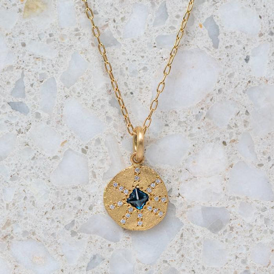 Teal Sapphire Sun Ray Necklace