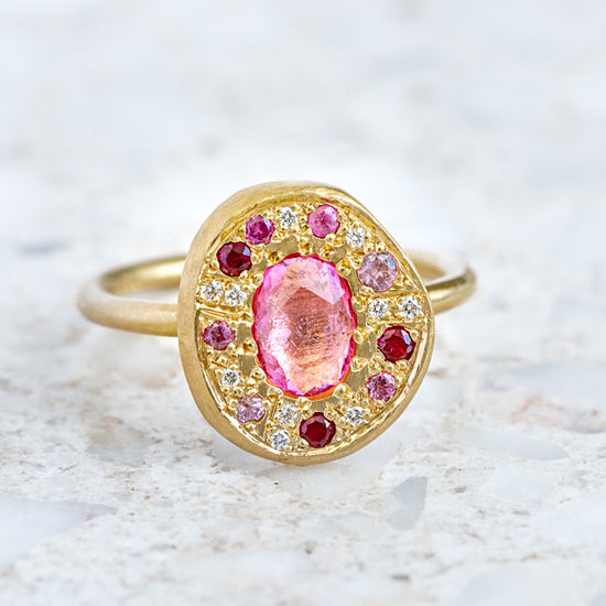 Shades of Pink Sapphire Pebble Ring