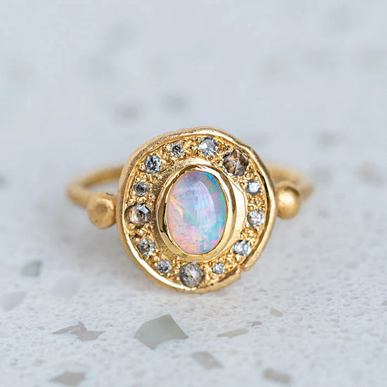 Opal And Salt And Pepper Diamond Trove Ring
