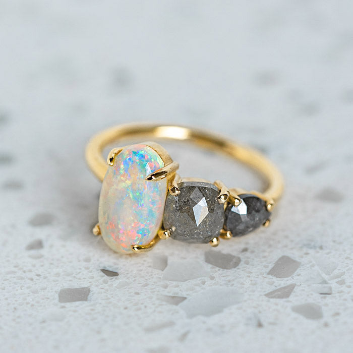 Opal And Diamond Right Splice Ring – Sarah Gardner Jewellery