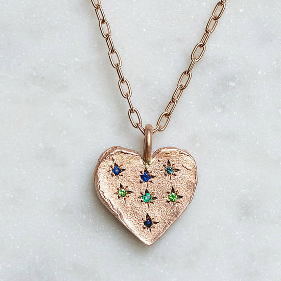Load image into Gallery viewer, Shades Of Blue And Green Big Heart Necklace
