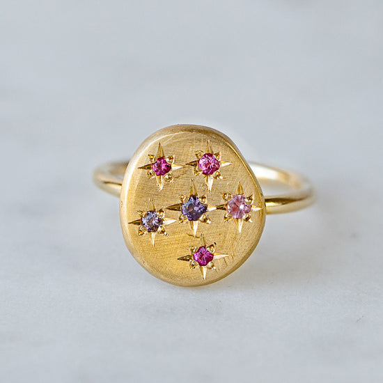 Pink Sapphire Starburst Pebble Ring