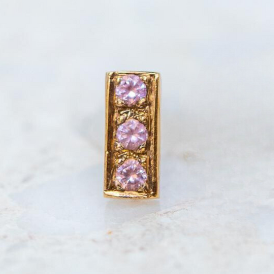 Load image into Gallery viewer, Pink Sapphire Bar Single Stud
