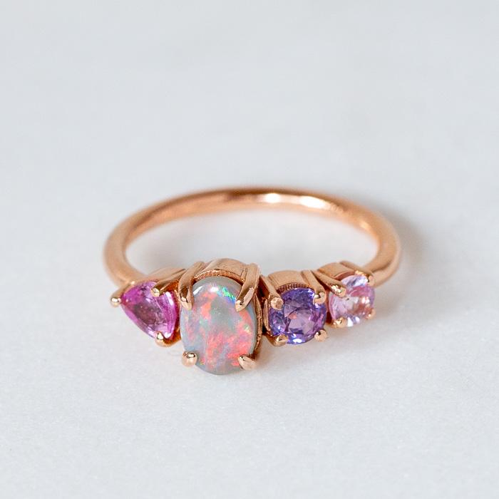 Opal And Pinks Sapphire Splice Ring