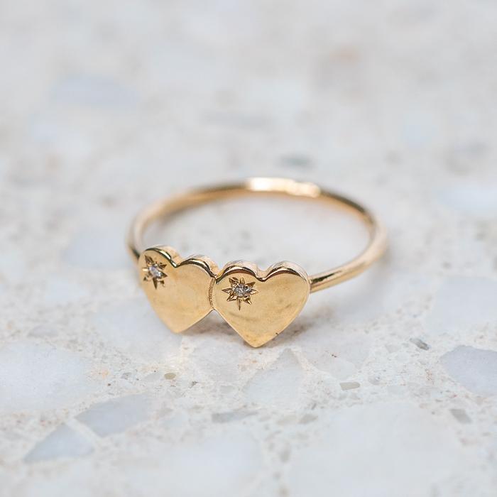 Load image into Gallery viewer, Diamond Double Heart Ring
