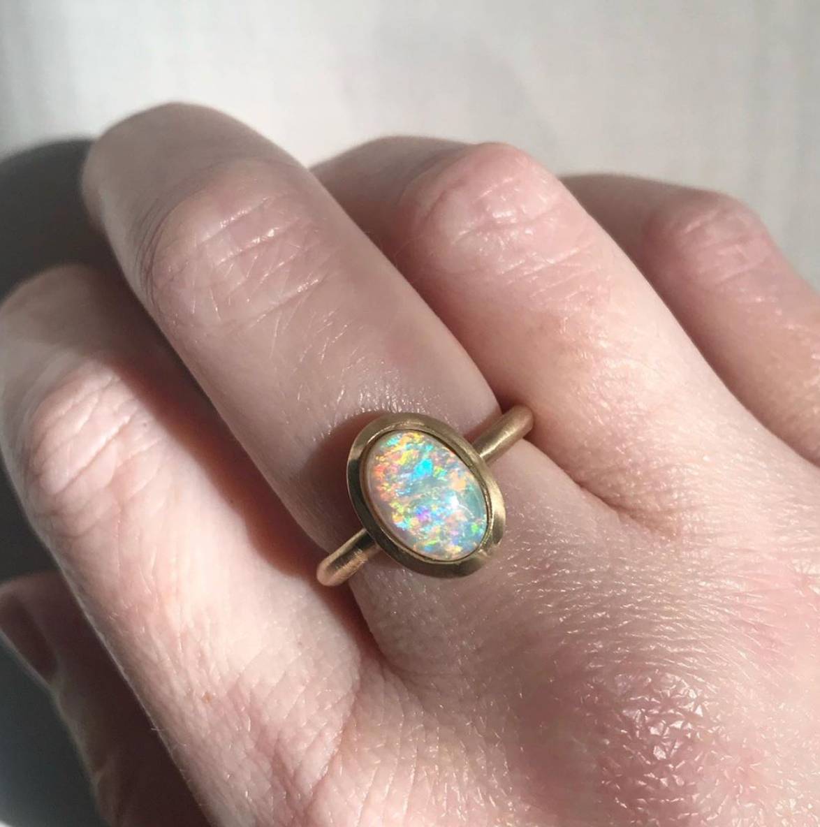 Crystal Opal Lozenge ring