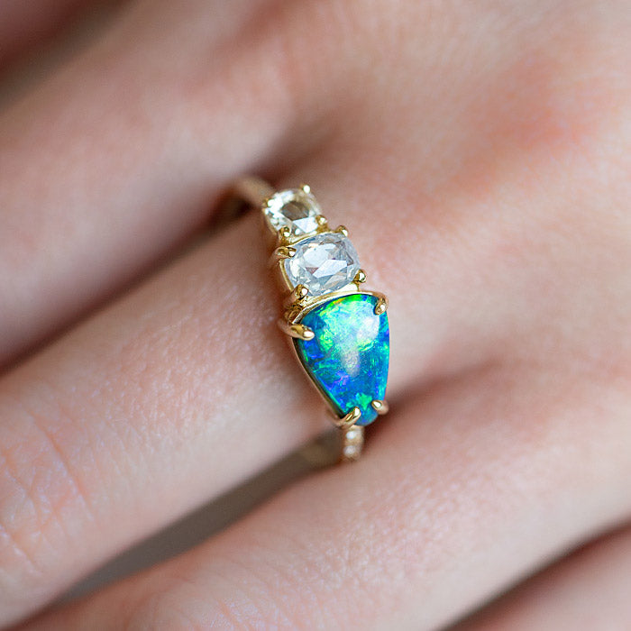 Load image into Gallery viewer, Black Opal And Diamond Splice Ring
