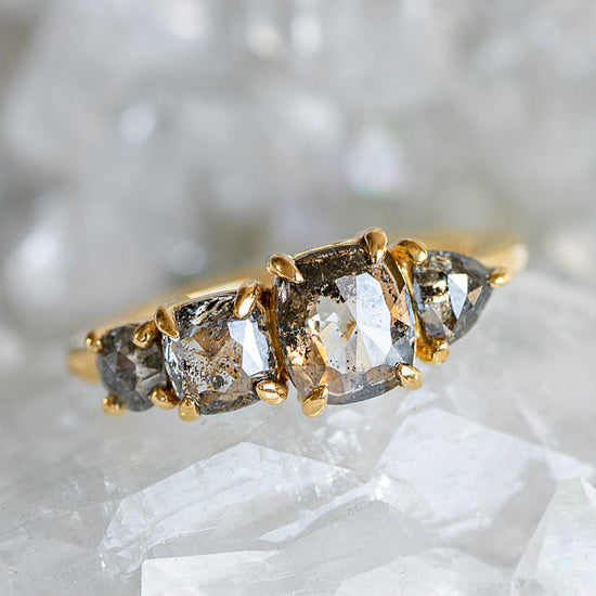 Salt And Pepper Diamond Splice Ring