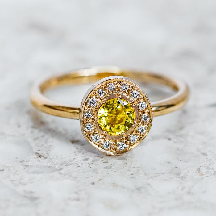 Load image into Gallery viewer, Yellow Sapphire and Diamond Pebble Ring

