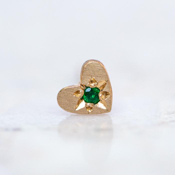 Emerald Mini Heart Single Stud