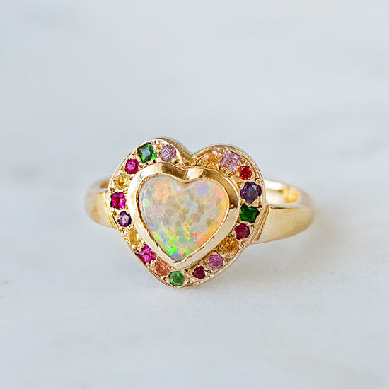 Opal Heart Pebble Ring