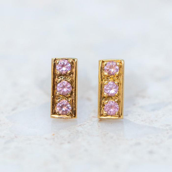 Load image into Gallery viewer, Pink Sapphire Bar Single Stud
