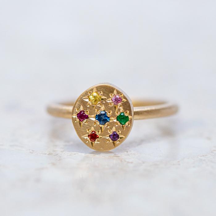 Starburst Pebble Ring In 14ct Rose Gold, Size O (In Stock)