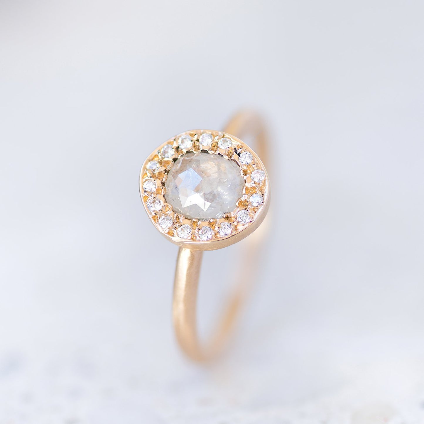 Ice Diamond Halo Pebble Ring