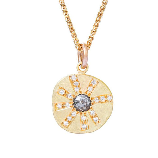 Load image into Gallery viewer, Salt &amp;amp; Pepper Diamond Sun Ray Necklace
