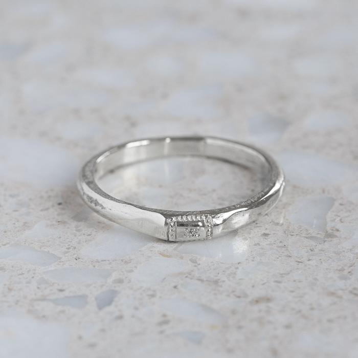 Apollo Ruins Diamond Stacking Ring in 9ct White Gold, Size M (In Stock)