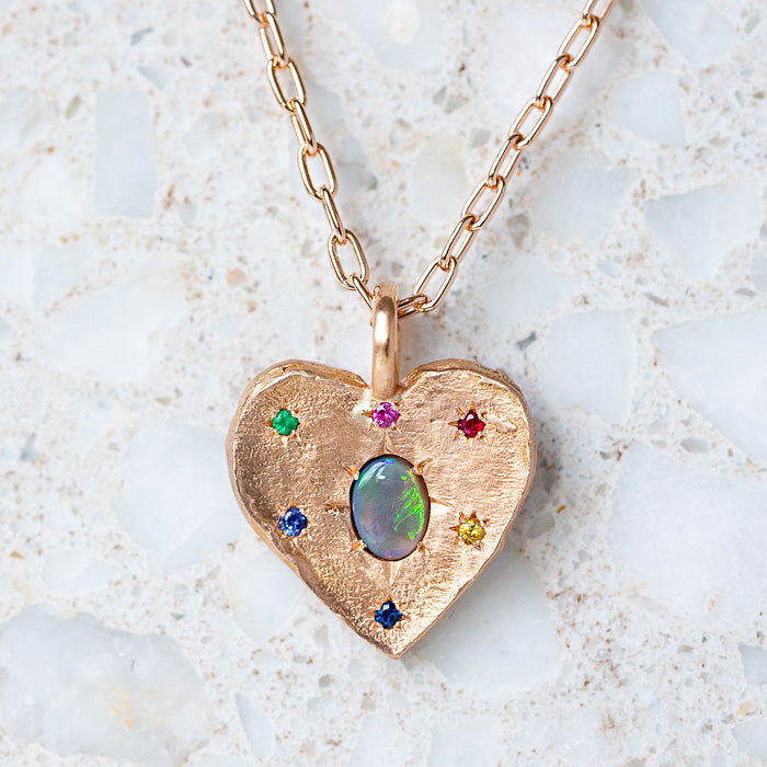 Load image into Gallery viewer, Black Opal Big Heart Necklace
