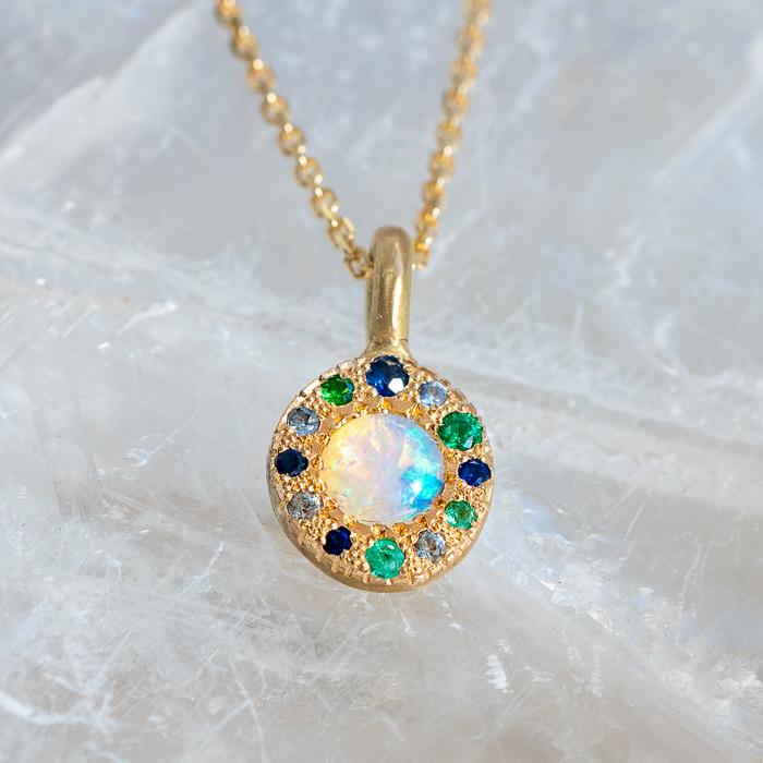 Blues opal pebble necklace